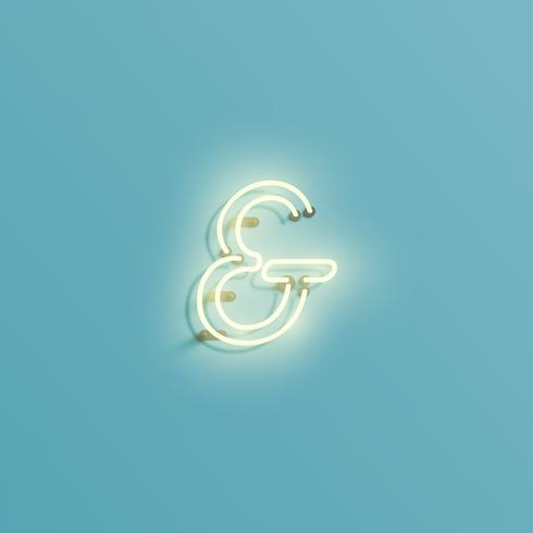 Realistic neon character from a typeset, vector