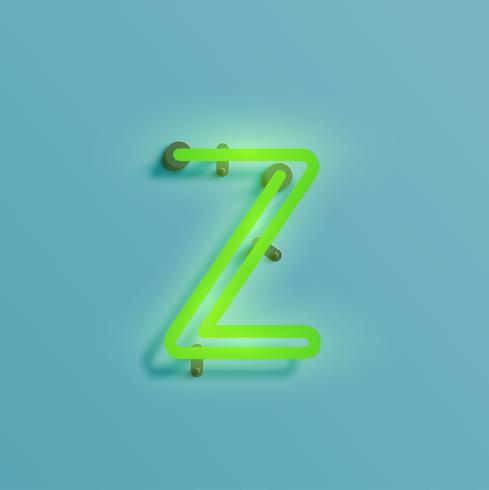 Realistic neon character from a typeset, vector