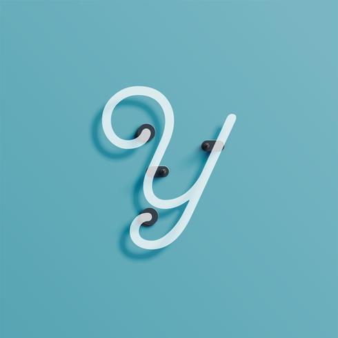 Realistic neon character from a typeset, vector