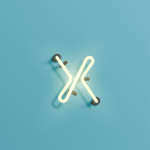 Realistic neon character from a fontset, vector