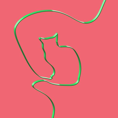 Realistic ribbon shapes an animal, vector illustration