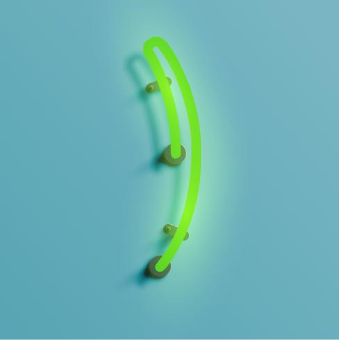 Realistic neon character from a typeset, vector