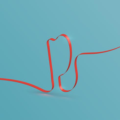 Realistic ribbon font from a typeset, vector