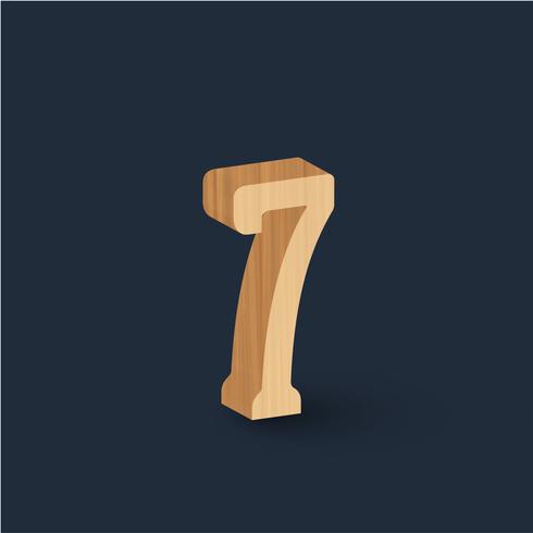 3D wood font character, vector