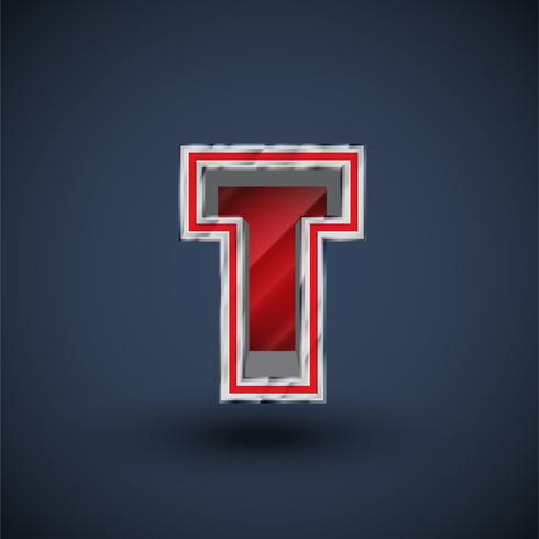 3D red steel font character, vector