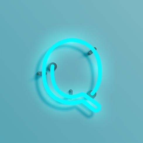 Realistic neon character from a typeset, vector