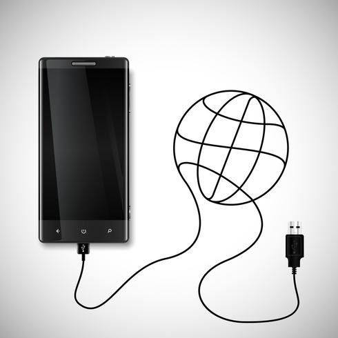 Teléfono móvil con conexión USB. vector