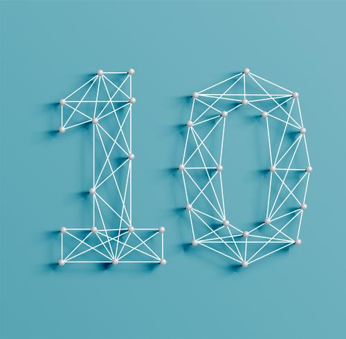 A number made by pins and lines, 3D and realistic, vector