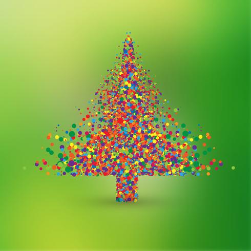 Christmas tree made by colorful dots, vector
