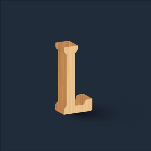 Carácter de fuente de madera 3D, vector