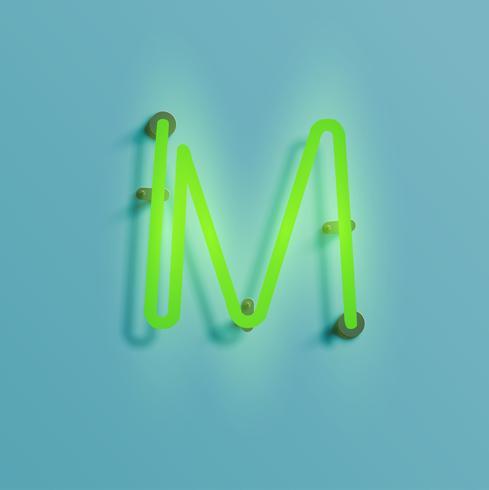 Realistic neon character from a typeset, vector