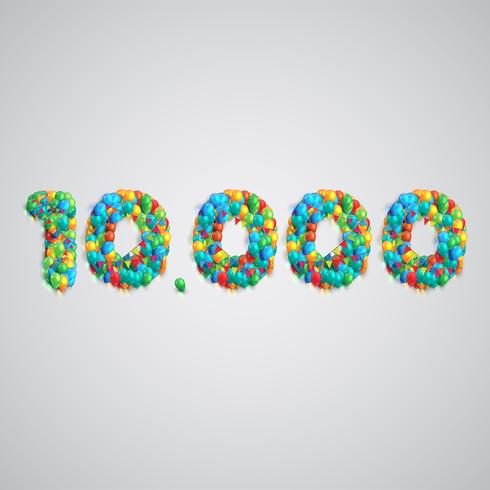 Number made by colorful balloons, vector

