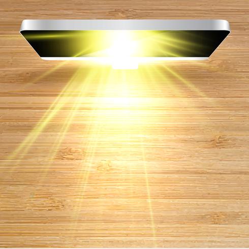 Realistic vector PC from the top with light, vector