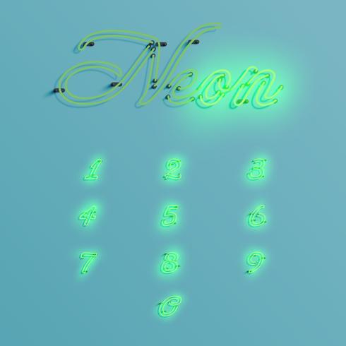 Realistic neon character typeset, vector