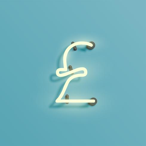 Realistic neon character from a fontset, vector