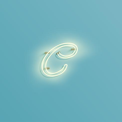 Realistic neon character from a typeset, vector