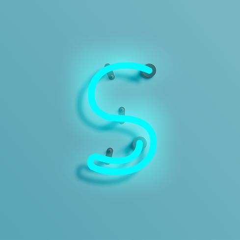 Realistic neon character from a typeset, vector