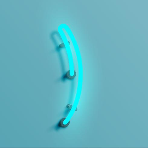 Realistic neon character from a typeset, vector