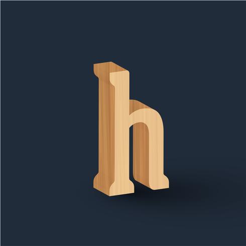 3D wood font character, vector