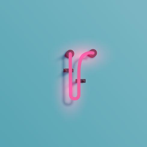 Realistic neon character from a typeset, vector