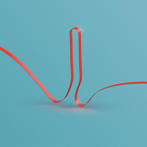 Realistic ribbon font from a typeset, vector