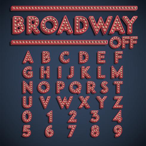 Realistic font character set with lamps, vector illustration