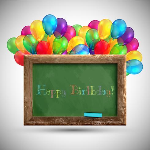 Blackboard with colorful balloons, vector
