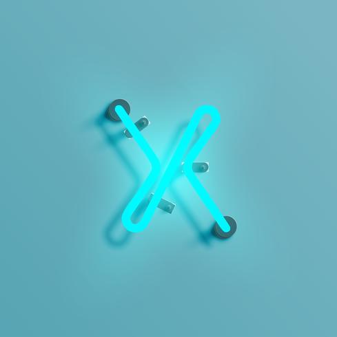 Realistic neon character from a typeset, vector