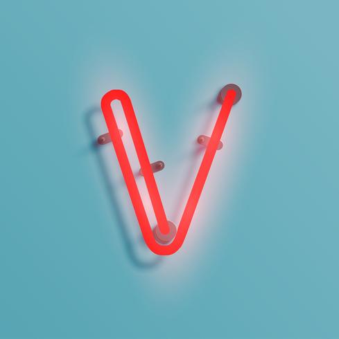 Realistic neon character from a typeset, vector