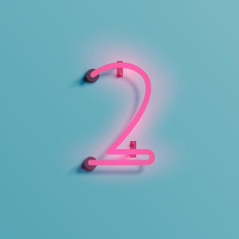 Realistic neon character from a typeset, vector