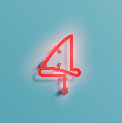 Realistic neon character from a typeset, vector