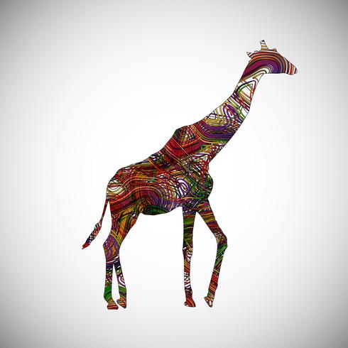 Colorful giraffe made by lines, vector illustration