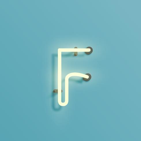 Realistic neon character from a fontset, vector