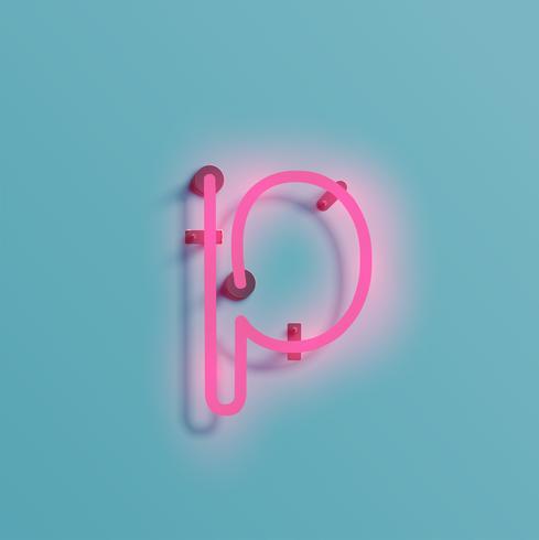 Realistic neon character from a typeset, vector