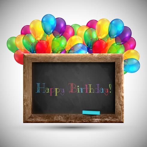 Blackboard with colorful balloons, vector
