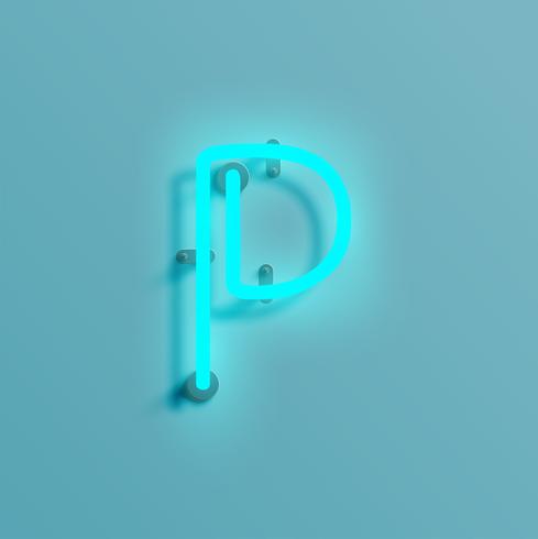 Realistic neon character from a typeset, vector