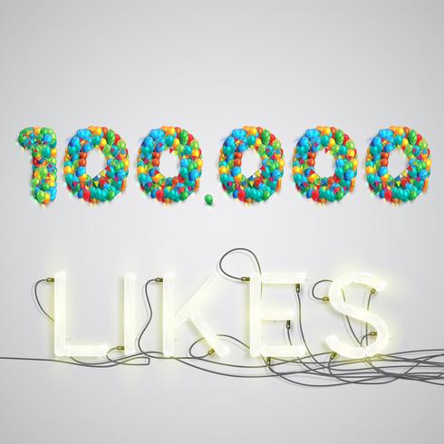 Number of likes made by balloon, vector illustration