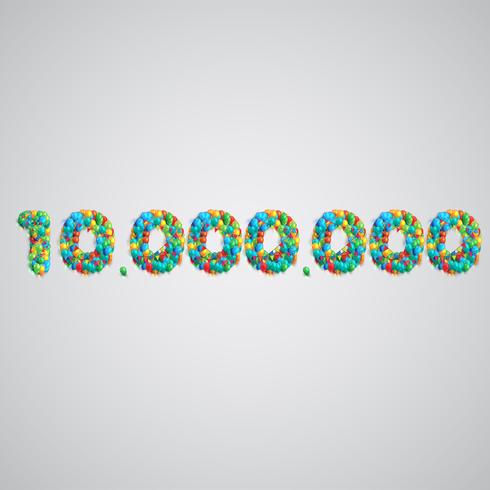 Número hecho por globos de colores, vector
