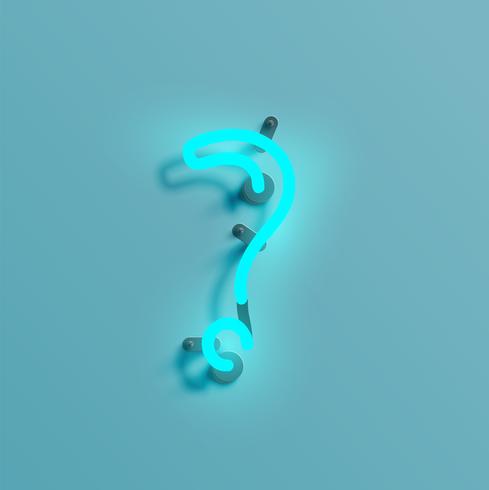 Realistic neon character from a typeset, vector