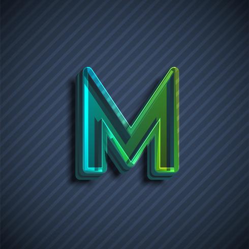 Glassy 3D font character, vector illustration