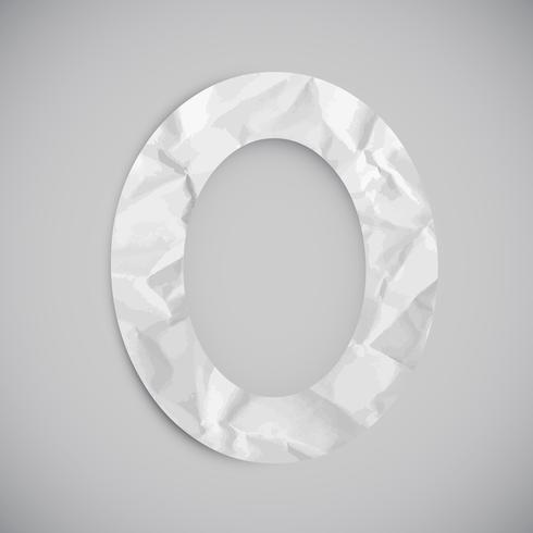 Letter made by crumpled paper with shadows, vector
