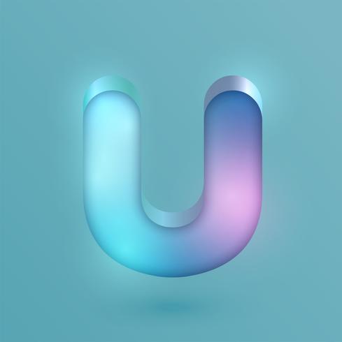 3D realistic neon character, vector