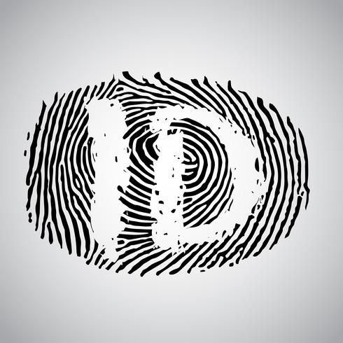 Fingerprint illustration with 'ID', vector