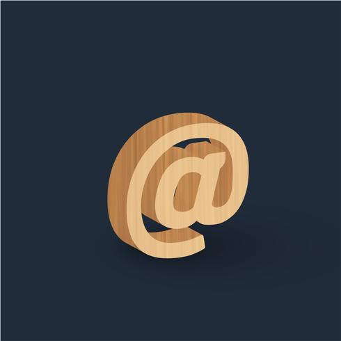 3D wood font character, vector