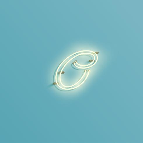 Realistic neon character from a typeset, vector