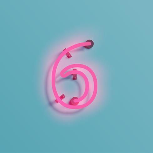 Realistic neon character from a typeset, vector