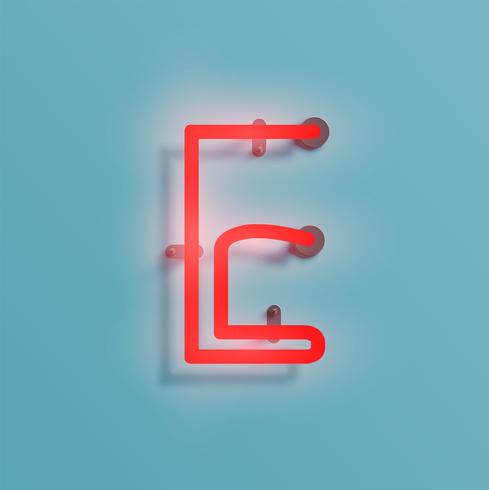 Realistic neon character from a typeset, vector