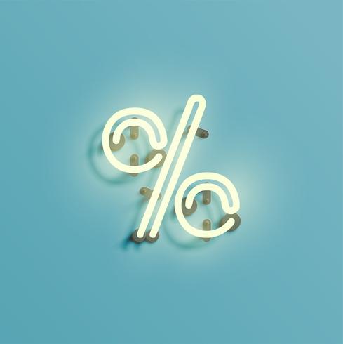 Realistic neon character from a fontset, vector