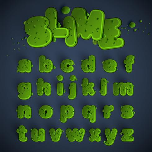 Green slime font set, vector