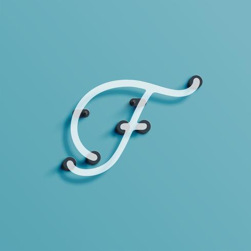 Realistic neon character from a typeset, vector